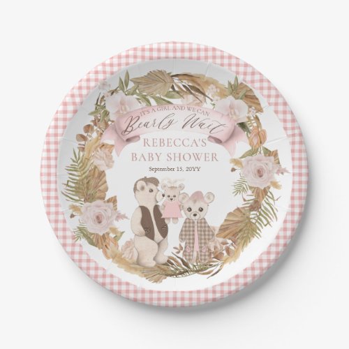 We Can Bearly Wait Boho Bear Family Baby Shower  Paper Plates