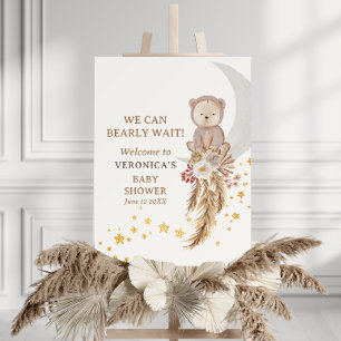 We Can Bearly Wait Boho Bear Moon Baby Shower Foam Board