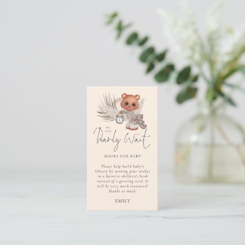 We can Bearly Wait Boho Chic Book For Baby Shower  Enclosure Card