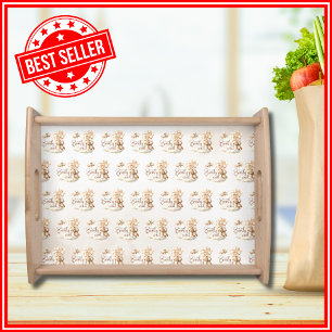 We Can Bearly Wait Boho Cute Bear Baby Shower Serving Tray