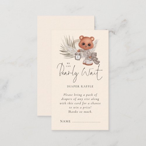 We Can Bearly Wait Boho Diaper Raffle Baby Shower Enclosure Card