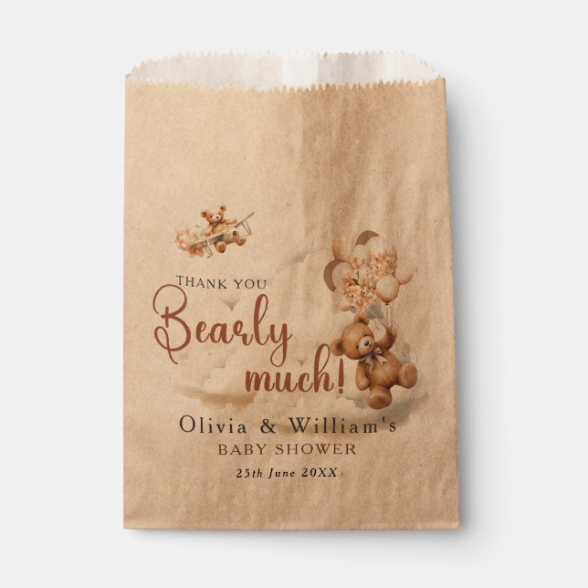We Can Bearly Wait Boho Gender Neutral Baby Shower Favor Bag (Front)
