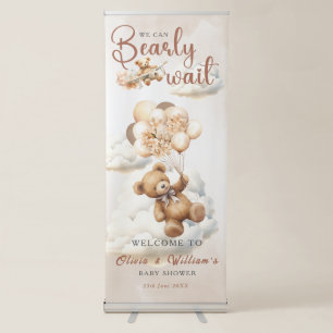 We Can Bearly Wait Boho Gender Neutral Baby Shower Retractable Banner