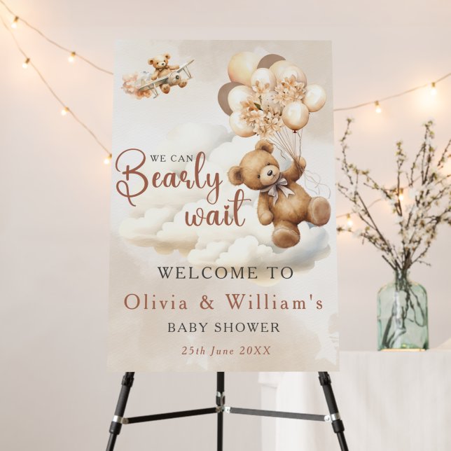 We Can Bearly Wait Boho PARTY WELCOME SIGN (In Situ (Stand))