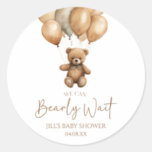 We Can Bearly Wait Boho Teddy Bear Baby Shower Classic Round Sticker