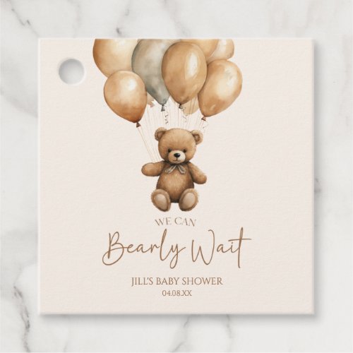 We Can Bearly Wait Boho Teddy Bear Baby Shower Favor Tags