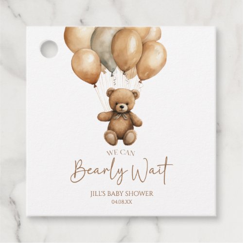 We Can Bearly Wait Boho Teddy Bear Baby Shower Favor Tags