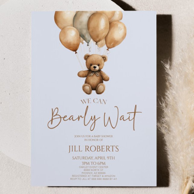 We Can Bearly Wait Boho Teddy Bear Baby Shower Invitation (Creator Uploaded)