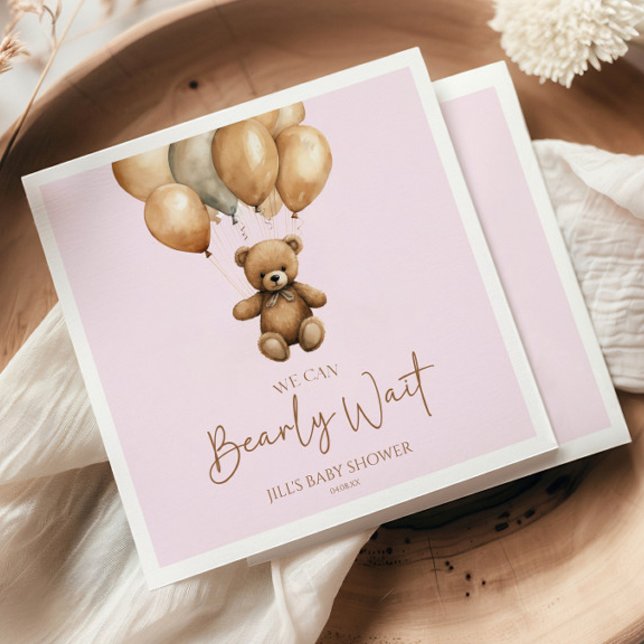 We Can Bearly Wait Boho Teddy Bear Baby Shower Napkins (Creator Uploaded)