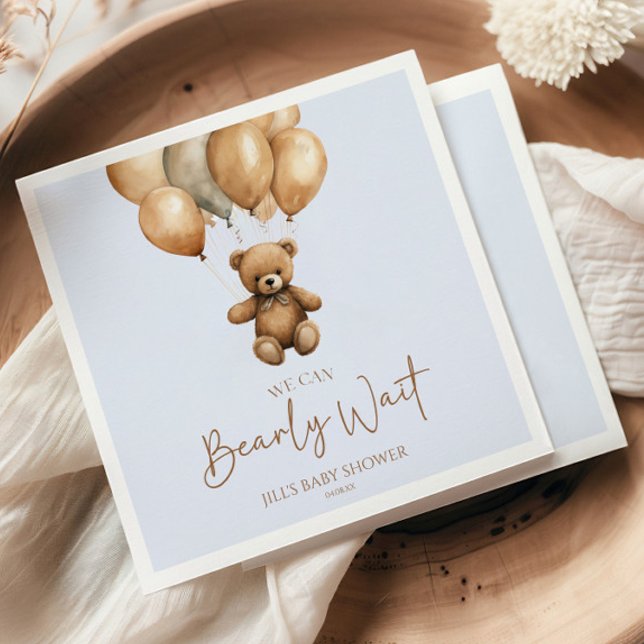 We Can Bearly Wait Boho Teddy Bear Baby Shower Napkins (Creator Uploaded)