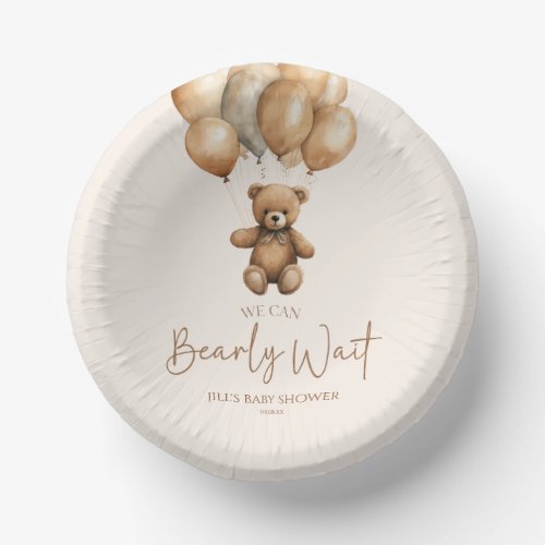 We Can Bearly Wait Boho Teddy Bear Baby Shower Paper Bowls