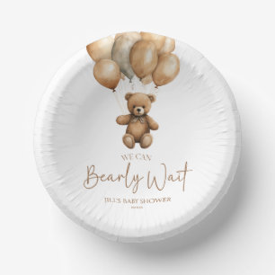 We Can Bearly Wait Boho Teddy Bear Baby Shower Paper Bowls