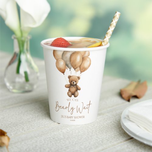 We Can Bearly Wait Boho Teddy Bear Baby Shower Paper Cups
