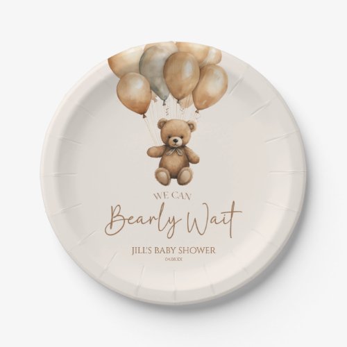 We Can Bearly Wait Boho Teddy Bear Baby Shower Paper Plates