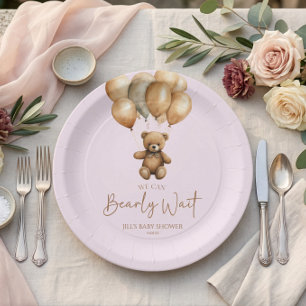 We Can Bearly Wait Boho Teddy Bear Baby Shower Paper Plates