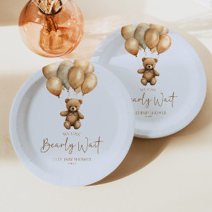 We Can Bearly Wait Boho Teddy Bear Baby Shower Paper Plates
