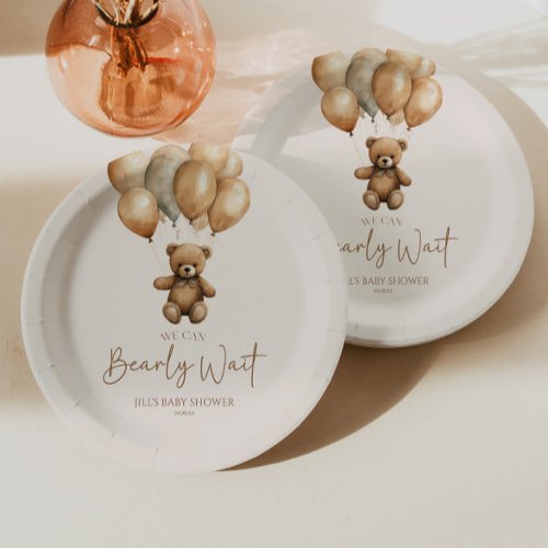 We Can Bearly Wait Boho Teddy Bear Baby Shower Paper Plates