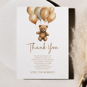 We Can Bearly Wait Boho Teddy Bear Baby Shower Thank You Card