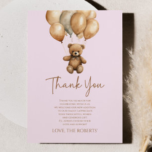 We Can Bearly Wait Boho Teddy Bear Baby Shower Thank You Card