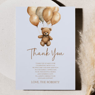 We Can Bearly Wait Boho Teddy Bear Baby Shower Thank You Card