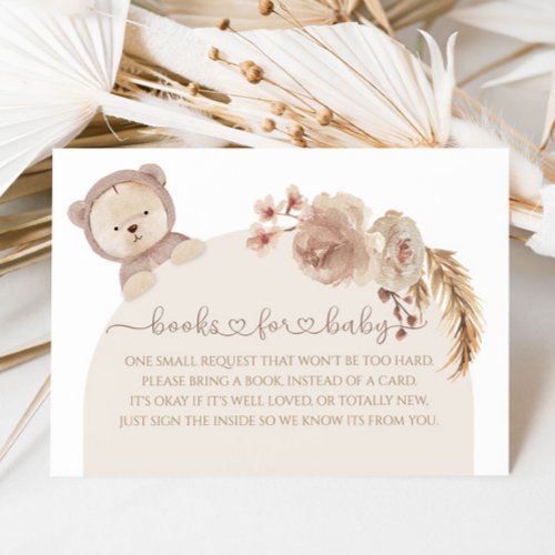We Can Bearly Wait Boho Teddy Bear Books Request Enclosure Card