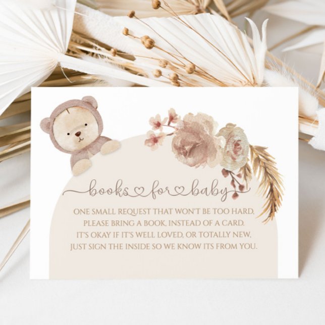 We Can Bearly Wait Boho Teddy Bear Books Request Enclosure Card (Creator Uploaded)