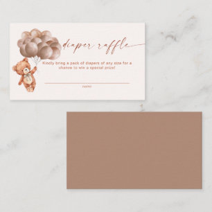 We Can Bearly Wait Boho Teddy Bear Diaper Raffle Enclosure Card