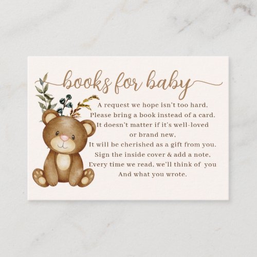 We Can Bearly Wait Books for Baby Enclosure Card