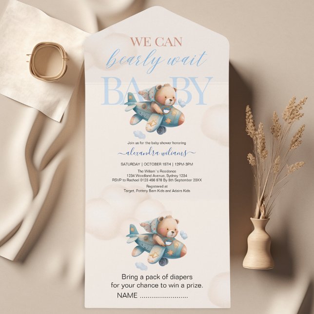 We can bearly wait boy baby shower all in one invitation (Creator Uploaded)