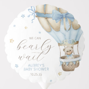 We Can Bearly Wait Boy Baby Shower Balloon