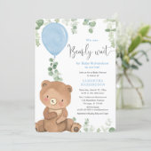 We can bearly wait boy baby shower balloon invitation (Standing Front)