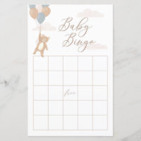 We Can Bearly Wait Boy Baby Shower Bingo Game