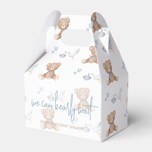 We can BEARLY wait Boy Baby Shower Blue Watercolor Favor Boxes