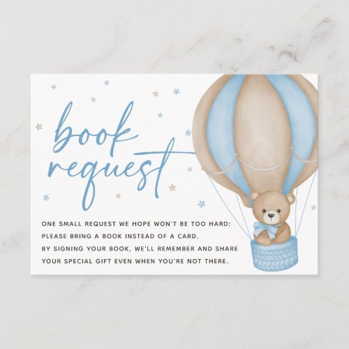 We Can Bearly Wait Boy Baby Shower Book Request Enclosure Card
