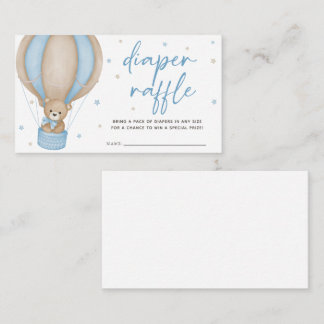 We Can Bearly Wait Boy Baby Shower Diaper Raffle Enclosure Card