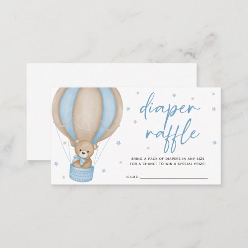We Can Bearly Wait Boy Baby Shower Diaper Raffle Enclosure Card