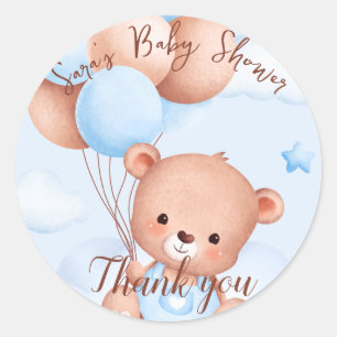 We can Bearly Wait Boy Baby shower Favor Classic Round Sticker