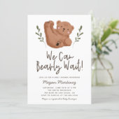 We Can Bearly Wait Boy Baby Shower Invitation (Standing Front)