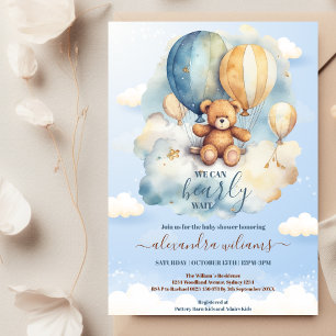 We Can Bearly Wait Boy Baby Shower Invitation