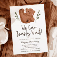 We Can Bearly Wait Boy Baby Shower Invitation