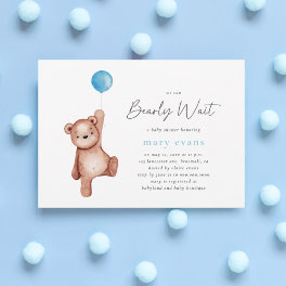 We Can Bearly Wait Boy Baby Shower Invitation
