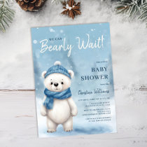 We Can Bearly Wait Boy Baby Shower Invitation