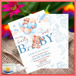 We Can Bearly Wait Boy Baby Shower Invitation