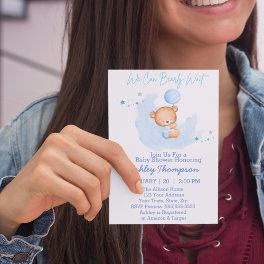 We Can Bearly Wait Boy Baby Shower Invitation