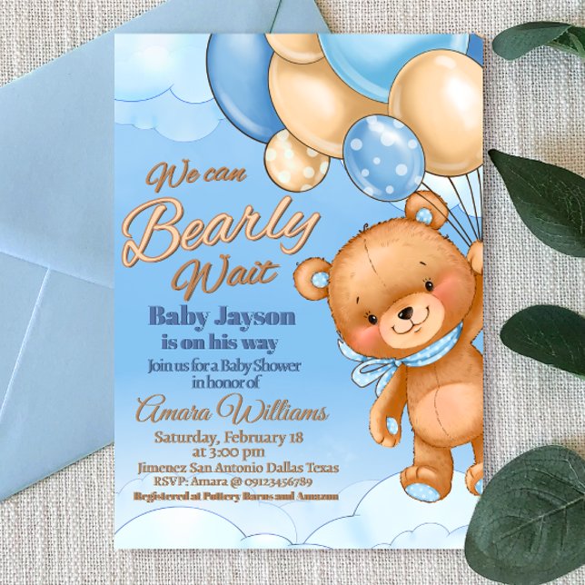 We Can Bearly Wait - Boy Baby Shower Invitation (We Can Bearly Wait - Boy Baby Shower Invitation)
