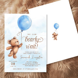 We Can Bearly Wait Boy Baby Shower Invitation