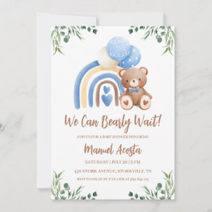 We Can Bearly Wait Boy Baby Shower Invitation