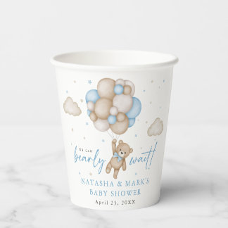 We Can Bearly Wait Boy Baby Shower Paper Cups