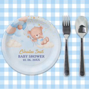We Can Bearly Wait , Boy Baby Shower Paper Plates