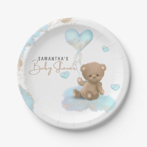 We can bearly wait boy baby shower paper plates
